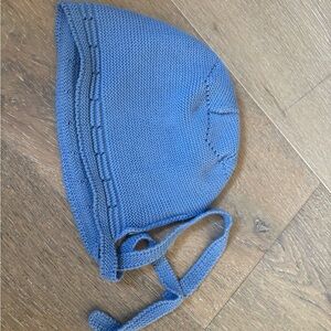 Pepa Blue Knit Baby Bonnet with Ties L